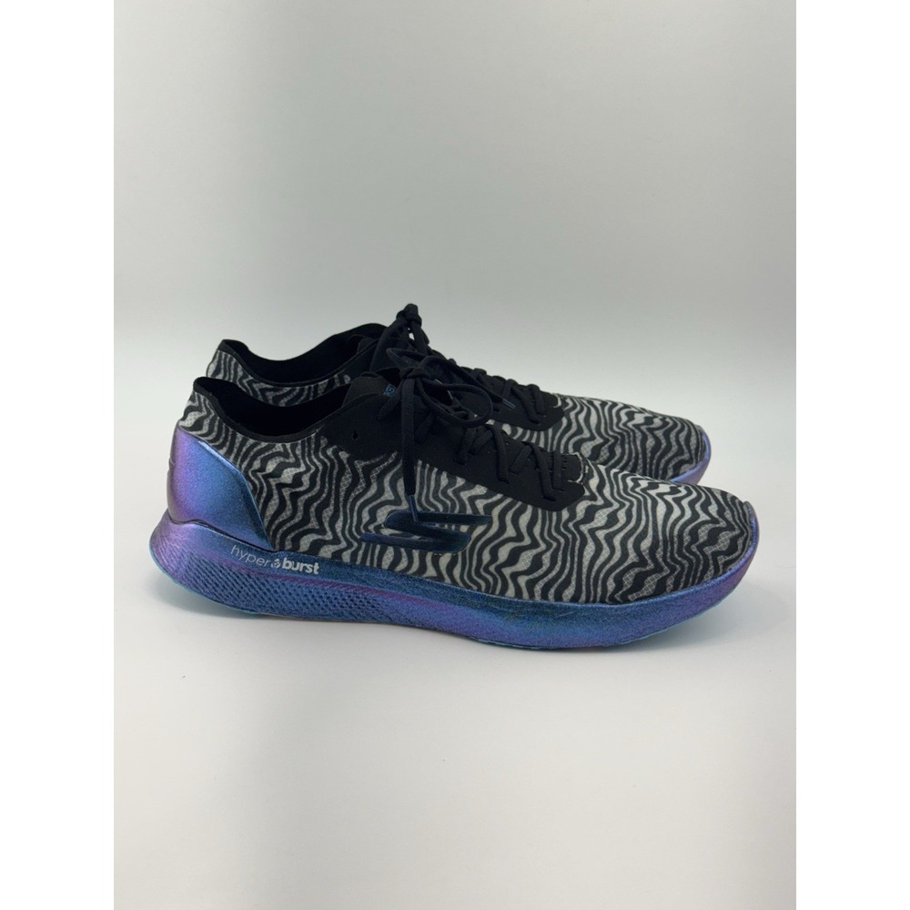 Skechers Speed 6 Cloak Hyper Running Shoes  Men's Black Purple Zebra Print Sz 9